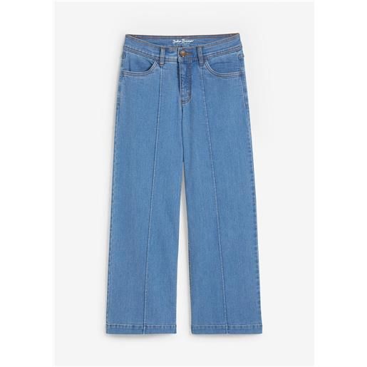 bonprix jeans cropped wide leg, vita media-blu