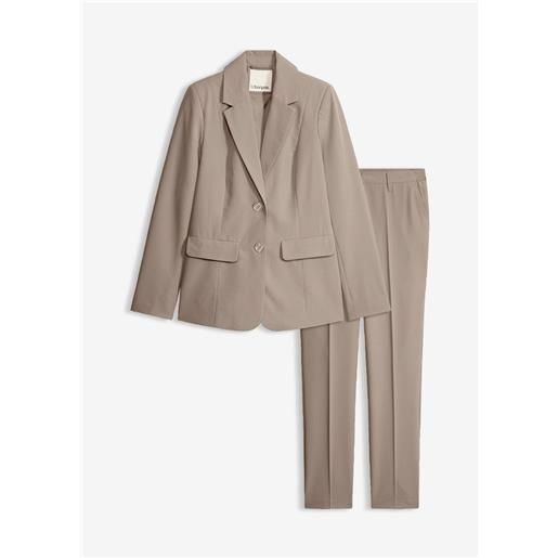 bonprix tailleur giacca e pantaloni con viscosa-marrone