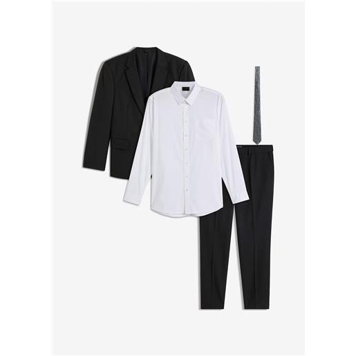 bonprix completo slim fit (4 pezzi) giacca, pantaloni, camicia, cravatta-nero