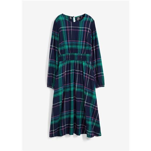 bonprix abito in flanella con lavorazione smock-blu