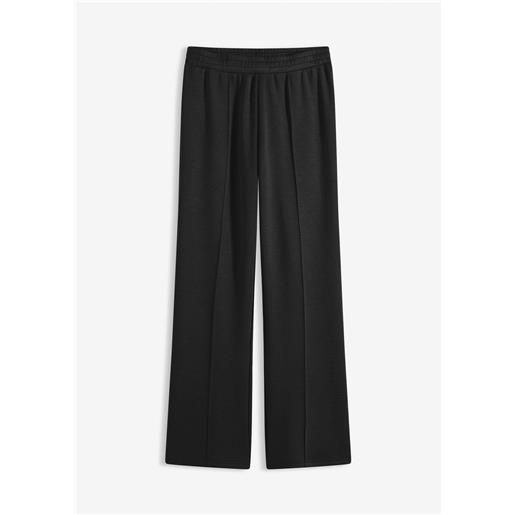 bonprix pantaloni effetto neoprene in felpa di misto viscosa morbido-nero