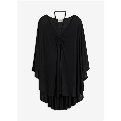 bonprix tunica copricostume in viscosa trasparente-nero