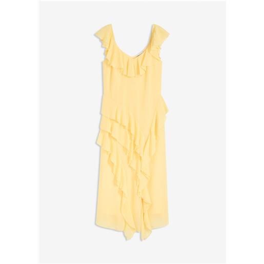 bonprix abito di chiffon con spalline e volant-giallo