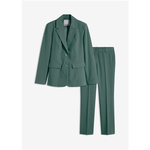 bonprix tailleur giacca e pantaloni con viscosa-verde