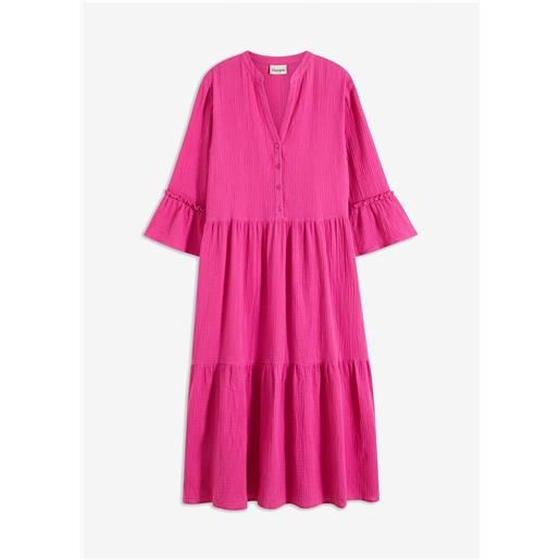 bonprix abito midi in mussola morbida-fucsia
