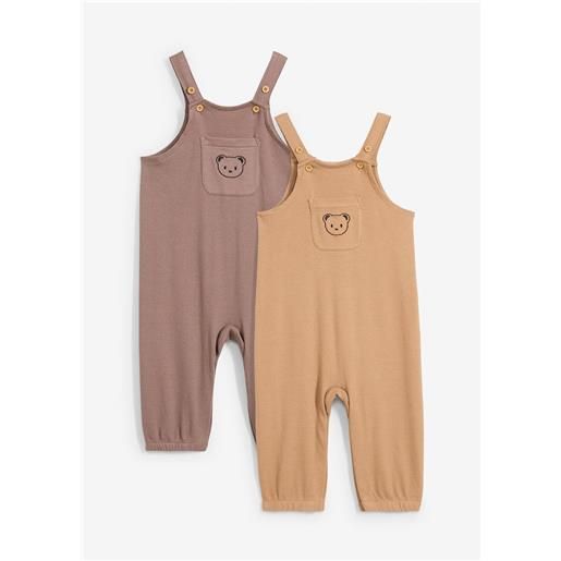 bonprix salopette (pacco da 2) in cotone biologico-marrone