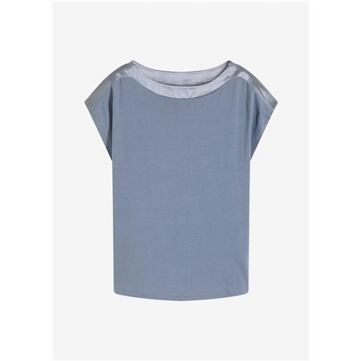 bonprix maglia con dettaglio in satin-blu