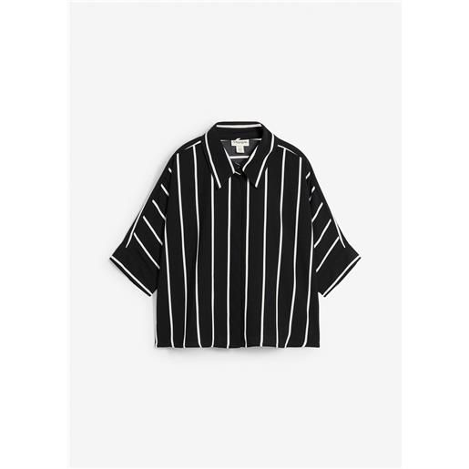 bonprix camicia a maniche corte in crêpe strutturato-nero
