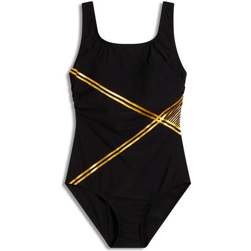 bonprix costume intero con effetto modellante leggero e dettagli lucidi-nero