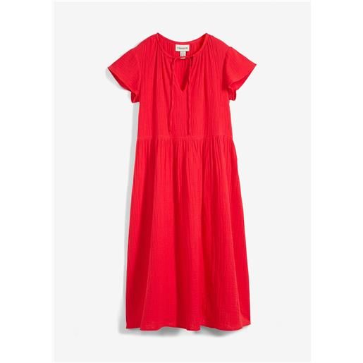 bonprix abito midi in mussola di cotone morbida-rosso