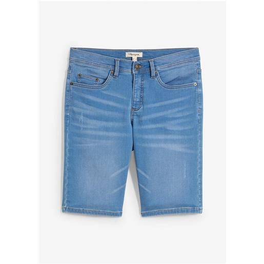 bonprix bermuda di jeans in felpa con taglio comfort, regular fit-blu