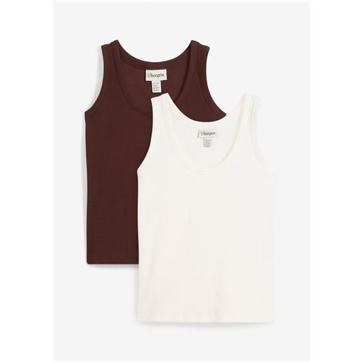 bonprix canotta a coste con cotone biologico (pacco da 2)-bianco