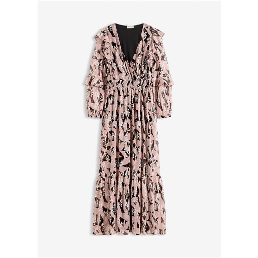 bonprix abito di chiffon con volant-nero