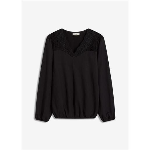 bonprix maglia a maniche lunghe con pizzo-nero