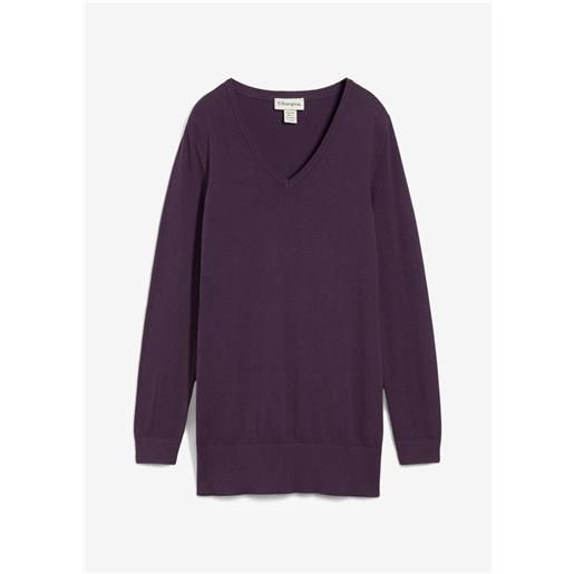 bonprix maglione lungo in filato fine con scollo a v-viola