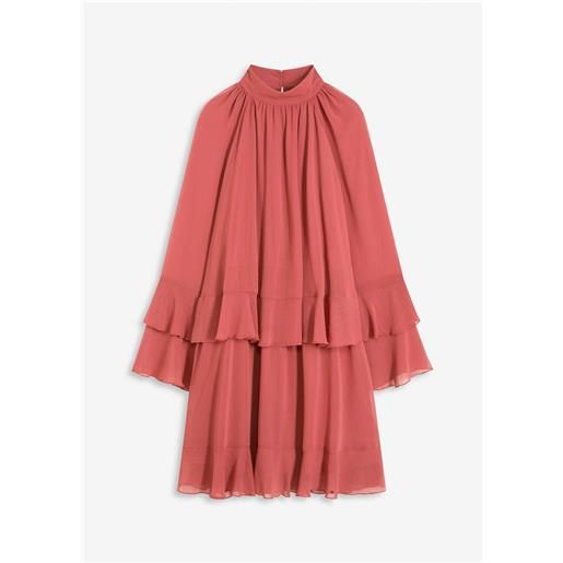 bonprix abito di chiffon con volant-rosso