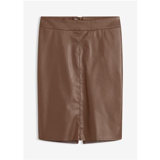 bonprix gonna longuette in similpelle-marrone