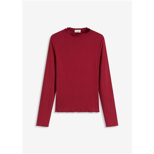 bonprix maglia aderente a costine-rosso