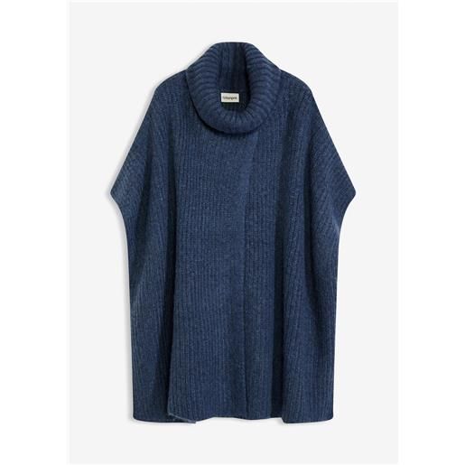 bonprix maglione stile poncho con percentuale di lana-blu