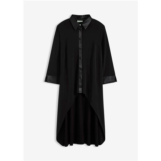 bonprix blusa di jersey con inserti di satin-nero