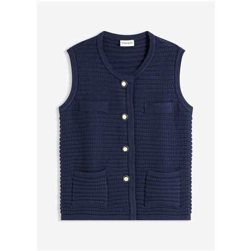 bonprix gilet in maglia di misto viscosa-blu