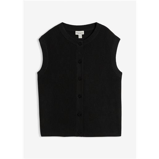 bonprix gilet in maglia a filato grosso-nero