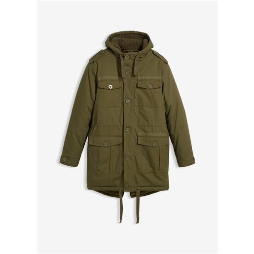 bonprix parka da campo invernale fodera teddy morbida-verde