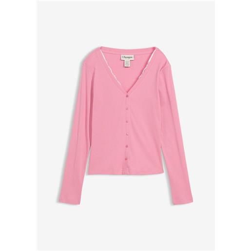 bonprix maglia 2 in 1 in puro cotone-rosa