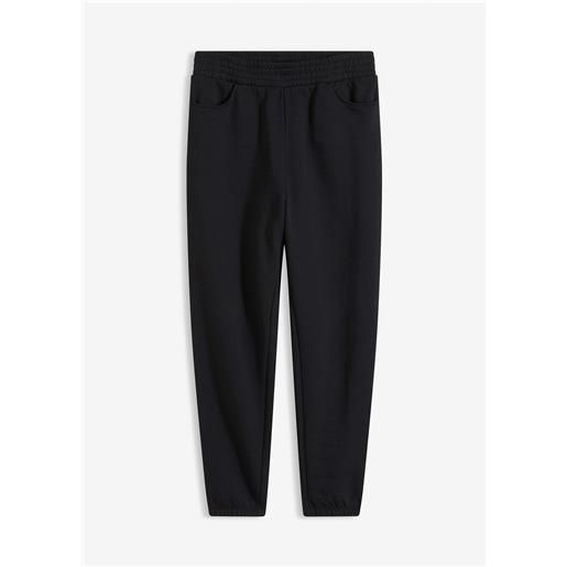 bonprix pantaloni in felpa di puro cotone biologico con cavallo basso-nero