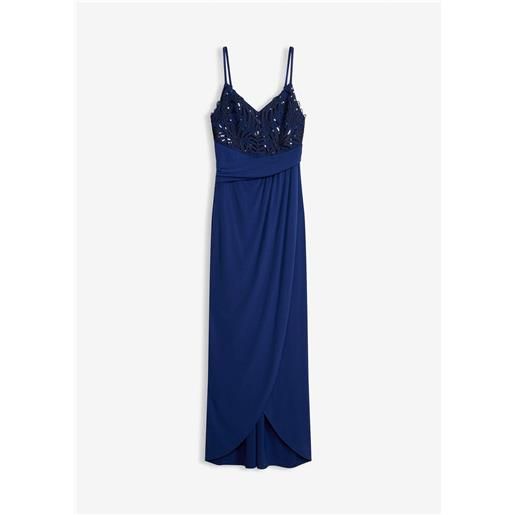bonprix abito da sera con pizzo, ricami e paillettes-blu