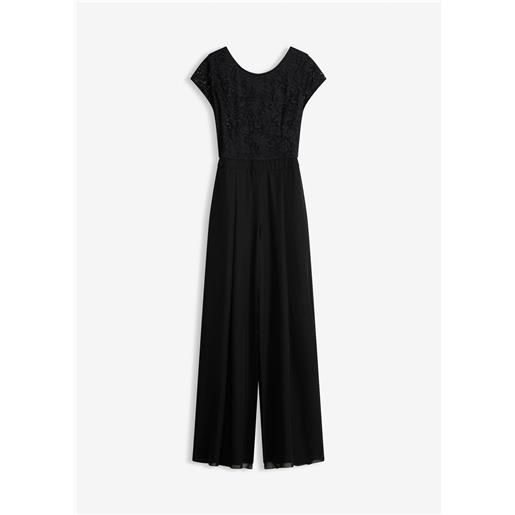 bonprix tuta con pizzo e inserto di chiffon-nero