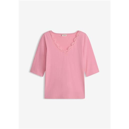 bonprix maglia con pizzo-rosa