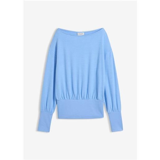 bonprix maglia a maniche lunghe in misto viscosa morbido-blu
