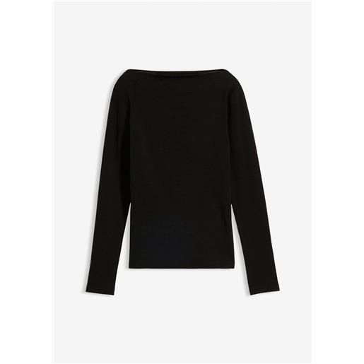 bonprix maglia aderente a costine-nero