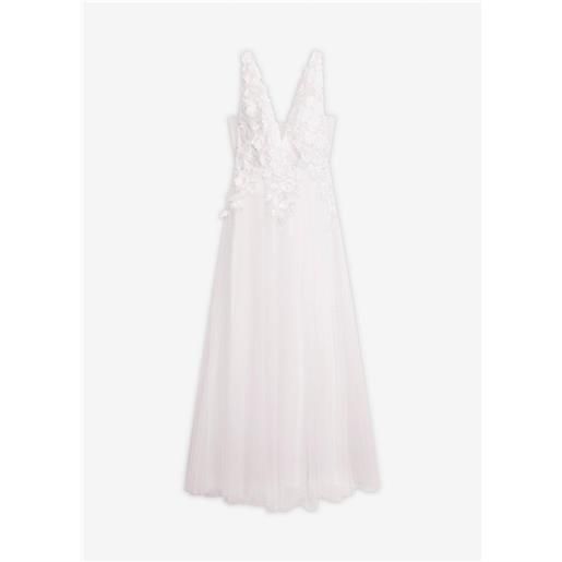 bonprix abito da sposa in tulle delicato con pizzo floreale-bianco