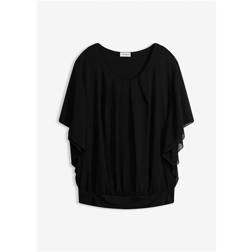 bonprix blusa in chiffon con canotta-nero
