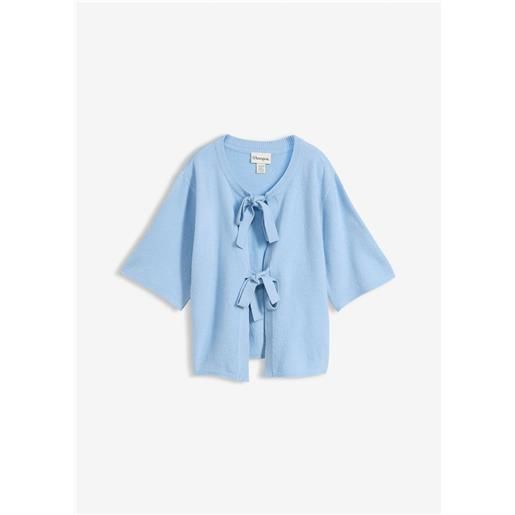 bonprix cardigan in filato fine con fiocchetti-blu