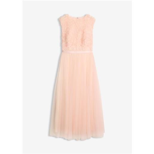 bonprix abito da sera in tulle delicato con fiori-rosa