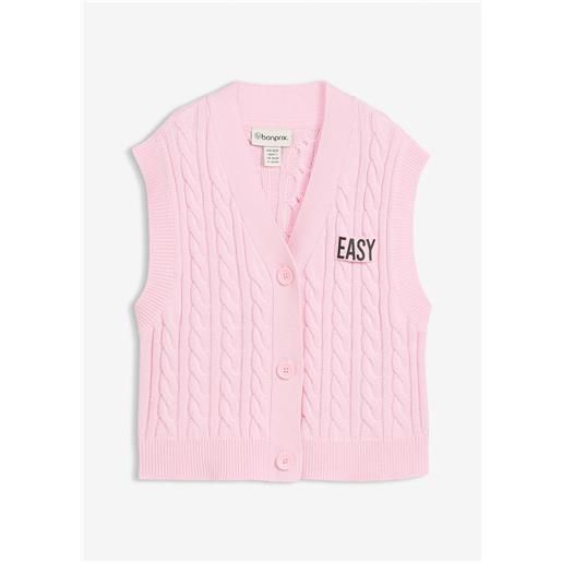 bonprix gilet largo in maglia-rosa
