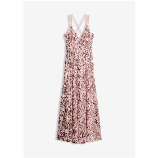 bonprix abito da sera con ricami e paillettes-rosa