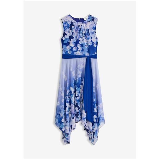 bonprix abito di chiffon con fondo a punte e fusciacca-blu