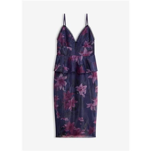 bonprix abito da cocktail in tulle delicato con dettagli all'uncinetto-blu
