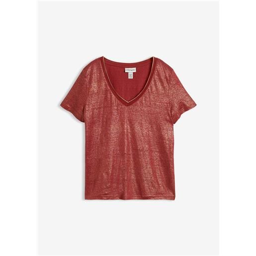 bonprix maglia in puro lino con lurex-rosso