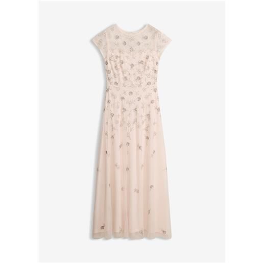 bonprix abito da sera in tulle delicato con paillettes ricamate-rosa