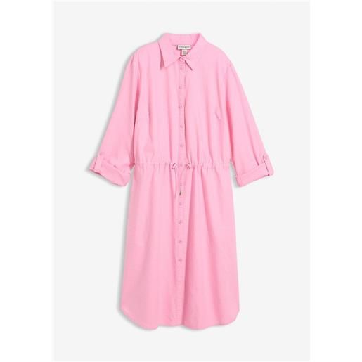 bonprix abito chemisier in misto lino e cotone-rosa