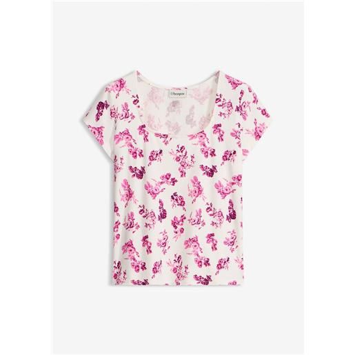 bonprix maglia in cotone elasticizzato-rosa