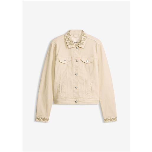 bonprix giacca in twill con ricami-beige