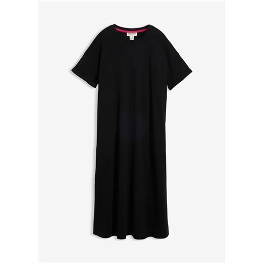 bonprix abito largo in maglina di puro cotone biologico pesante con tasche-nero