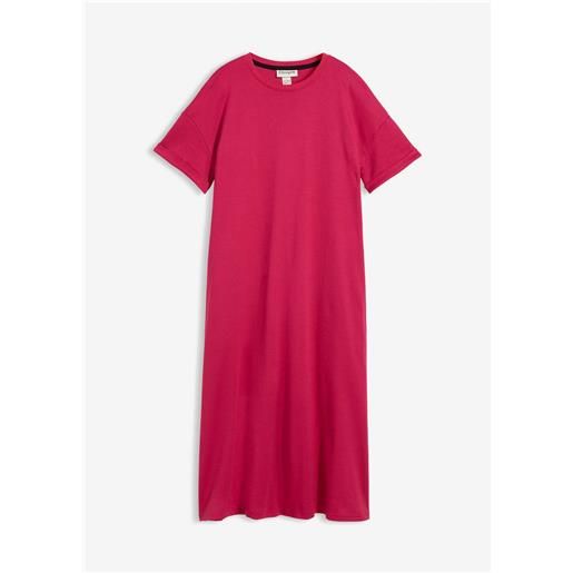 bonprix abito largo in maglina di puro cotone biologico pesante con tasche-fucsia
