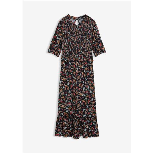 bonprix abito midi in jersey di misto viscosa-nero